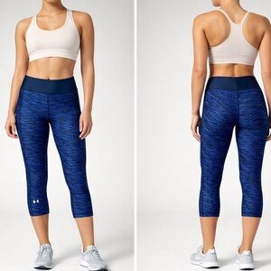 Under Armour HeatGear Crop Leggings Women’s XS Blue Athletic Athleisure Hiking